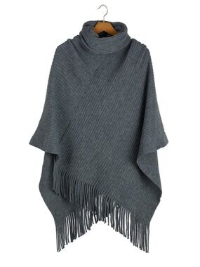 Quagga the Riley green label grey turtleneck poncho